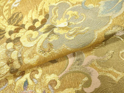 平和屋着物▽六通柄袋帯 スリーシーズン 春夏秋 作家物 鳳凰更紗花文 金銀糸 正絹 逸品 DABC6100fe