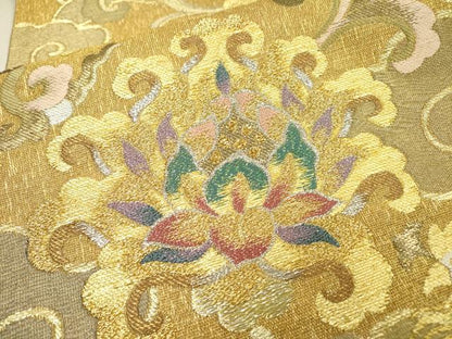 平和屋着物▽六通柄袋帯 スリーシーズン 春夏秋 作家物 鳳凰更紗花文 金銀糸 正絹 逸品 DABC6100fe