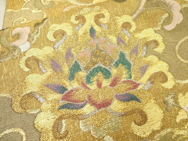 平和屋着物▽六通柄袋帯 スリーシーズン 春夏秋 作家物 鳳凰更紗花文 金銀糸 正絹 逸品 DABC6100fe
