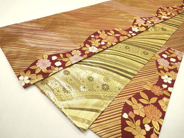 平和屋着物▼両面　六通柄袋帯　舞桜　金糸　正絹　逸品　DABC6113fe