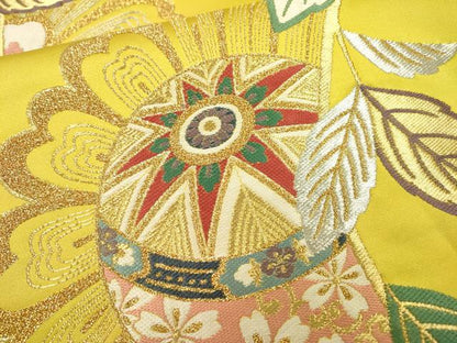 平和屋着物▼六通柄袋帯 花毬文 金銀糸 正絹 逸品 DABC6136fe