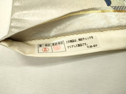 平和屋着物▼六通柄袋帯 唐織 地紙重ね花文 金銀糸 引箔 正絹 逸品 DABC6158fe