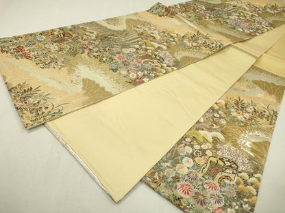 平和屋着物▼六通柄袋帯　唐織　御所車小花文　金銀糸　正絹　逸品　DABC6165fe