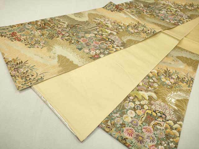 平和屋着物▼六通柄袋帯　唐織　御所車小花文　金銀糸　正絹　逸品　DABC6165fe