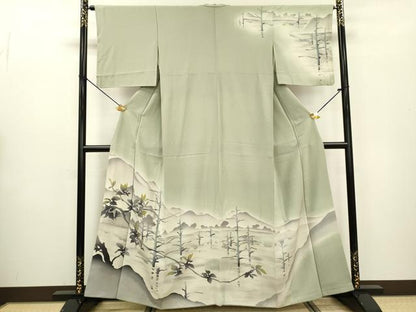 平和屋着物▼訪問着 重ね山枝花文 暈し染 正絹 逸品 DABC6199fe