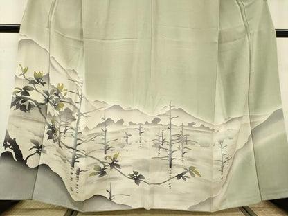 平和屋着物▼訪問着 重ね山枝花文 暈し染 正絹 逸品 DABC6199fe