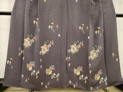 平和屋着物▼訪問着 人物文 金彩 鬼しぼ縮緬 正絹 逸品 DABC6209fe