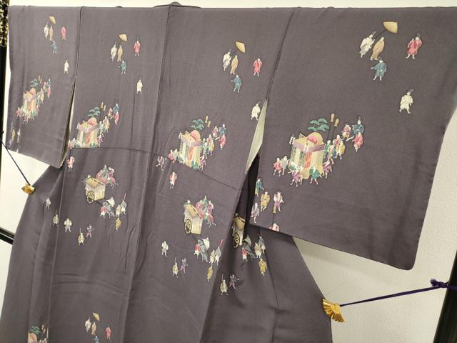 平和屋着物▼訪問着 人物文 金彩 鬼しぼ縮緬 正絹 逸品 DABC6209fe