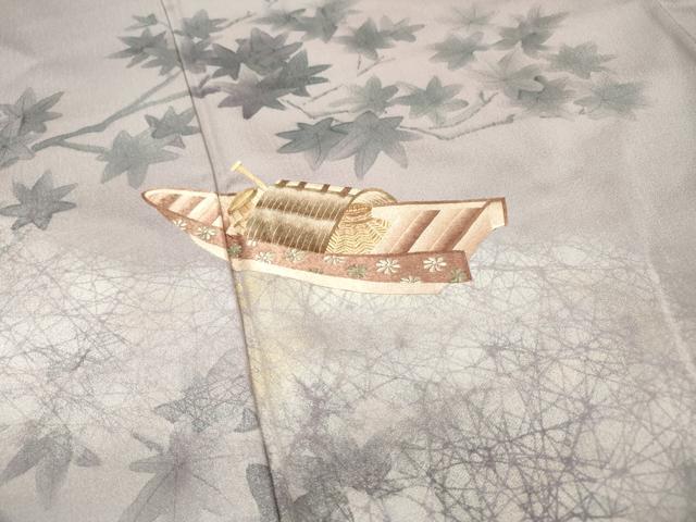 平和屋着物▼訪問着 刺繍 手描き 渡り舟 暈し染 金銀彩 正絹 逸品 DABC6216fe