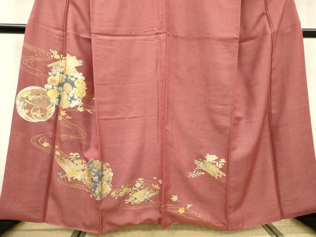 平和屋着物▼訪問着 手描き 流水花文 金銀彩 銀通し地 正絹 逸品 DABC6230fe