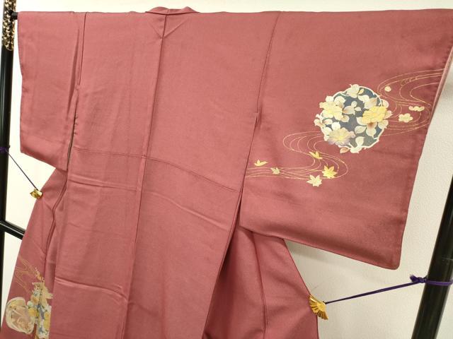 平和屋着物▼訪問着 手描き 流水花文 金銀彩 銀通し地 正絹 逸品 DABC6230fe