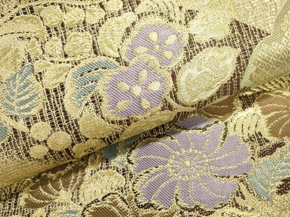 平和屋着物▽六通柄袋帯 スリーシーズン 春夏秋 櫛織 辻が花 金糸 正絹 逸品 DABC6246fe