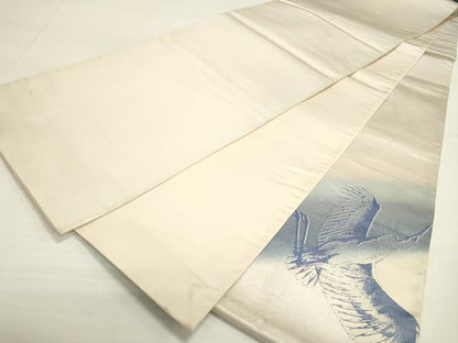 平和屋着物▼日展作家 山本唯与志 レリーフ染 太鼓柄袋帯 飛鳥文 銀彩 引箔 正絹 逸品 DABC6274fe