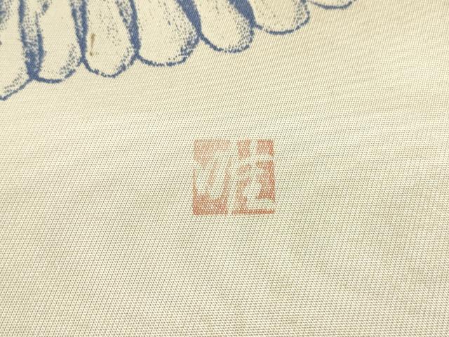 平和屋着物▼日展作家 山本唯与志 レリーフ染 太鼓柄袋帯 飛鳥文 銀彩 引箔 正絹 逸品 DABC6274fe