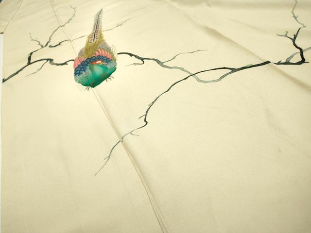 平和屋着物▼豪華色留袖 刺繍 キジ 金糸 正絹 逸品 DABC6300fe