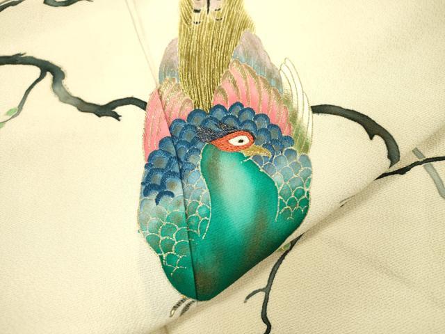 平和屋着物▼豪華色留袖 刺繍 キジ 金糸 正絹 逸品 DABC6300fe