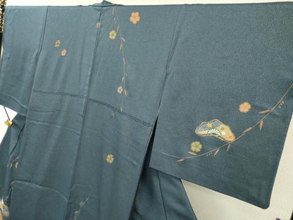 平和屋着物▼訪問着 駒刺繍 花松文 暈し染 金彩 金通し地 正絹 逸品 DABC6308fe