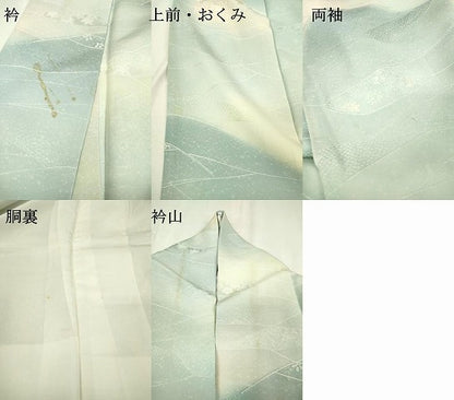 平和屋着物▼上質な小紋 地紋起こし 草花 暈し染 正絹 逸品 DABC6310fe
