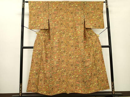 平和屋着物■上質な小紋 花絵皿文 正絹 逸品 DABC6323fe