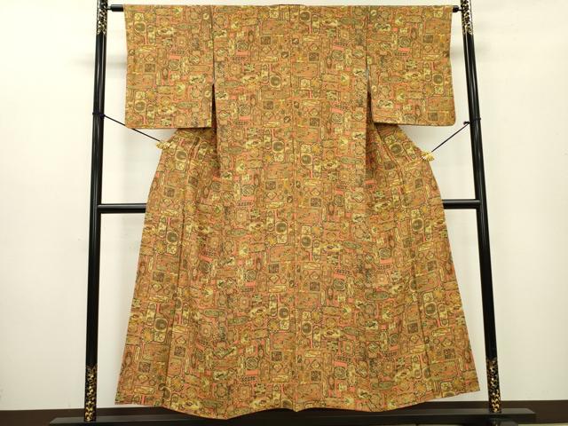 平和屋着物■上質な小紋 花絵皿文 正絹 逸品 DABC6323fe