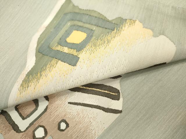平和屋着物▼中国三大刺繍　蘇州刺繍　太鼓柄袋帯　抽象文様　金糸　正絹　逸品　未使用　DABC6337fe
