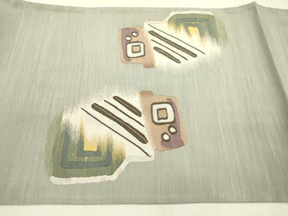 平和屋着物▼中国三大刺繍　蘇州刺繍　太鼓柄袋帯　抽象文様　金糸　正絹　逸品　未使用　DABC6337fe