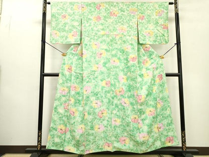 平和屋着物▼上質な小紋　舞花　暈し染　正絹　逸品　DABC6373fe