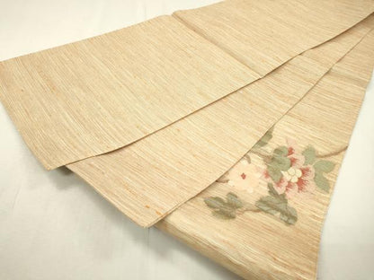 平和屋着物▽太鼓柄袋帯 スリーシーズン 春夏秋 すくい織 更紗花唐草文 金糸 正絹 逸品 未使用 DABC6414fe