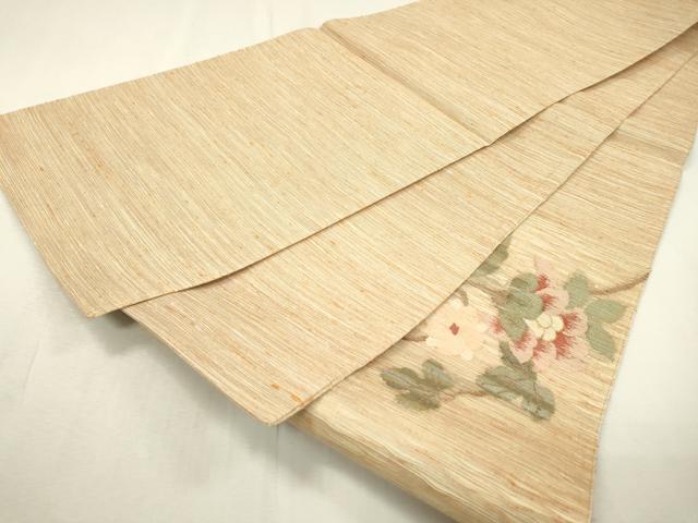平和屋着物▽太鼓柄袋帯 スリーシーズン 春夏秋 すくい織 更紗花唐草文 金糸 正絹 逸品 未使用 DABC6414fe