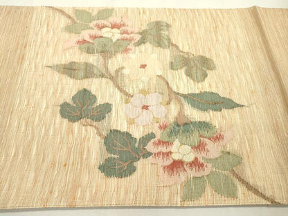 平和屋着物▽太鼓柄袋帯 スリーシーズン 春夏秋 すくい織 更紗花唐草文 金糸 正絹 逸品 未使用 DABC6414fe