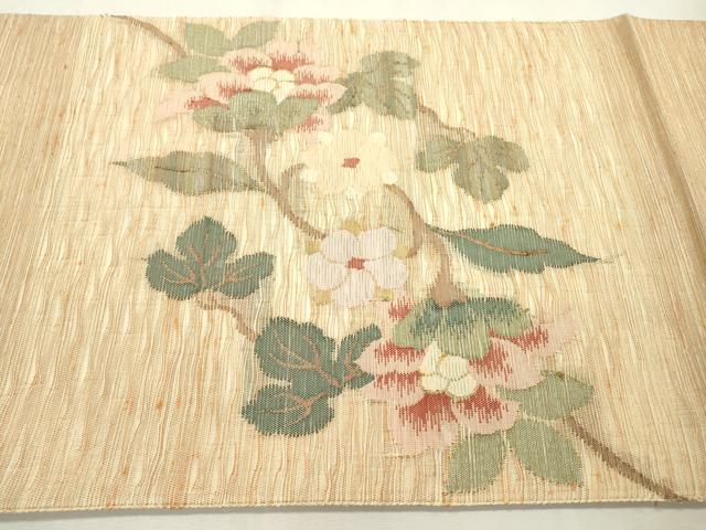 平和屋着物▽太鼓柄袋帯 スリーシーズン 春夏秋 すくい織 更紗花唐草文 金糸 正絹 逸品 未使用 DABC6414fe