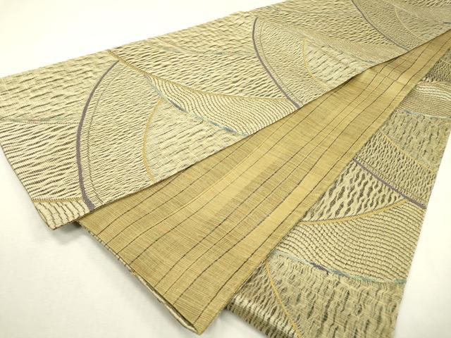 平和屋着物▽両面 全通柄袋帯 スリーシーズン 春夏秋 櫛織 霞文 正絹 逸品 DABC6416fe