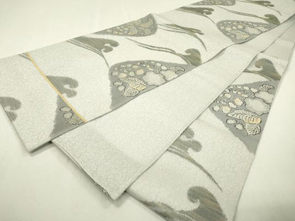 平和屋着物▽六通柄袋帯 スリーシーズン 春夏秋 霞花文 正絹 逸品 DABC6417fe
