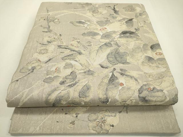 平和屋着物▽西陣 岡文織物 六通柄袋帯 スリーシーズン 春夏秋 枝花 正絹 逸品 DABC6419fe