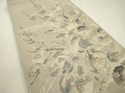 平和屋着物▽西陣 岡文織物 六通柄袋帯 スリーシーズン 春夏秋 枝花 正絹 逸品 DABC6419fe