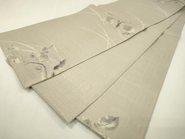 平和屋着物▽西陣 岡文織物 六通柄袋帯 スリーシーズン 春夏秋 枝花 正絹 逸品 DABC6419fe