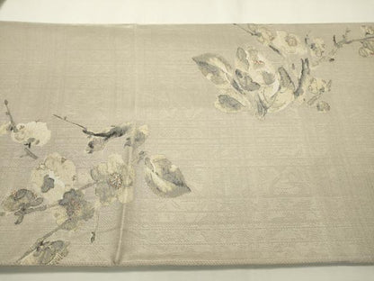 平和屋着物▽西陣 岡文織物 六通柄袋帯 スリーシーズン 春夏秋 枝花 正絹 逸品 DABC6419fe