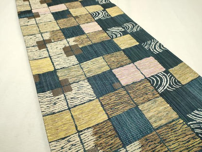 平和屋着物●西陣　六通柄袋帯　瓦　金糸　正絹　逸品　DABC6427fe