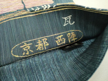 平和屋着物●西陣　六通柄袋帯　瓦　金糸　正絹　逸品　DABC6427fe
