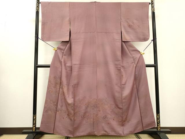 平和屋着物▼訪問着　総刺繍　道長花唐草文　正絹　逸品　DABC6442fe