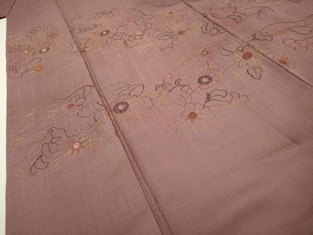 平和屋着物▼訪問着　総刺繍　道長花唐草文　正絹　逸品　DABC6442fe