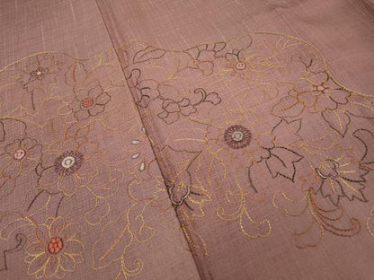 平和屋着物▼訪問着　総刺繍　道長花唐草文　正絹　逸品　DABC6442fe