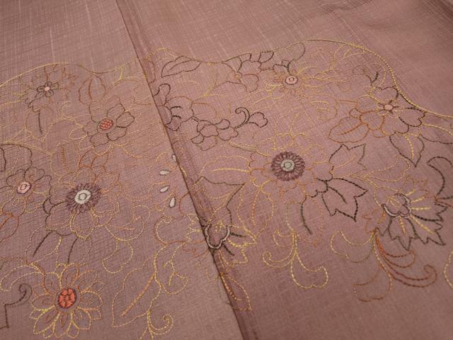 平和屋着物▼訪問着　総刺繍　道長花唐草文　正絹　逸品　DABC6442fe
