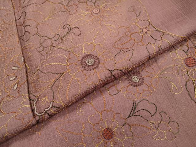 平和屋着物▼訪問着　総刺繍　道長花唐草文　正絹　逸品　DABC6442fe