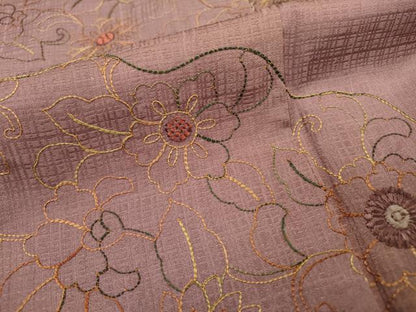 平和屋着物▼訪問着　総刺繍　道長花唐草文　正絹　逸品　DABC6442fe