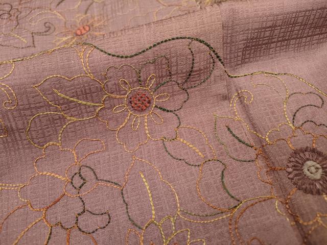 平和屋着物▼訪問着　総刺繍　道長花唐草文　正絹　逸品　DABC6442fe