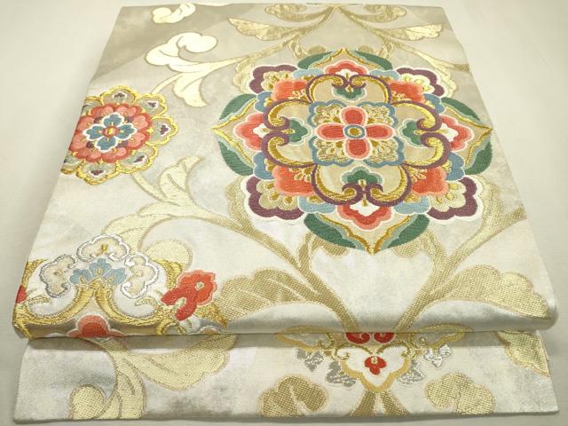 平和屋着物▼六通柄袋帯 唐織 正倉院唐草文 金銀糸 引箔 正絹 逸品 DABC6472fe