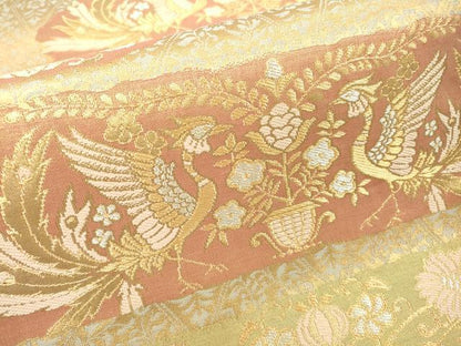 平和屋着物▼六通柄袋帯 鳳凰動物飾花文 金銀糸 正絹 逸品 DABC6483fe