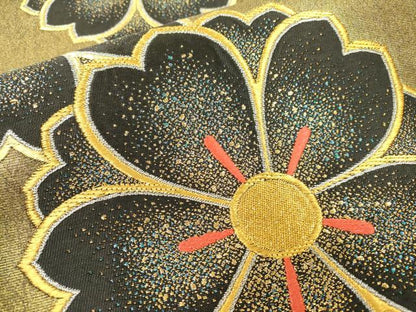 平和屋着物▼六通柄袋帯 舞桜 漆箔 金銀糸 正絹 逸品 DABC6507fe