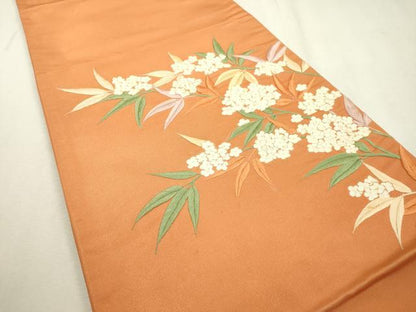 平和屋着物▼太鼓柄袋帯　総刺繍　紫陽花　金通し地　正絹　逸品　DABC6515fe